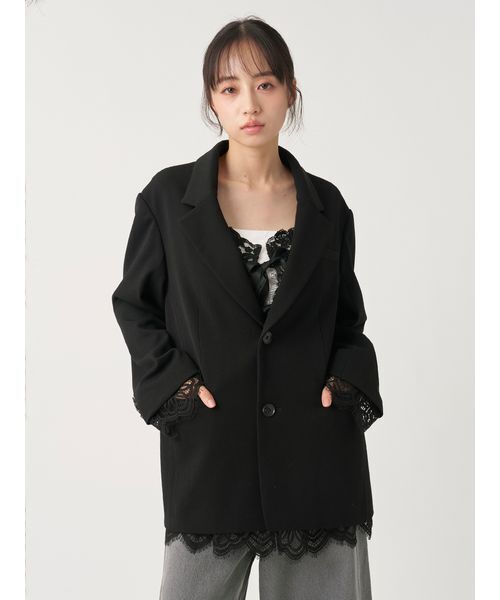 SNIDEL(スナイデル)の「レースレイヤードジャケット(テーラードジャケット・レディース・グレー/L/ブラック・0/1)」の19枚目の写真