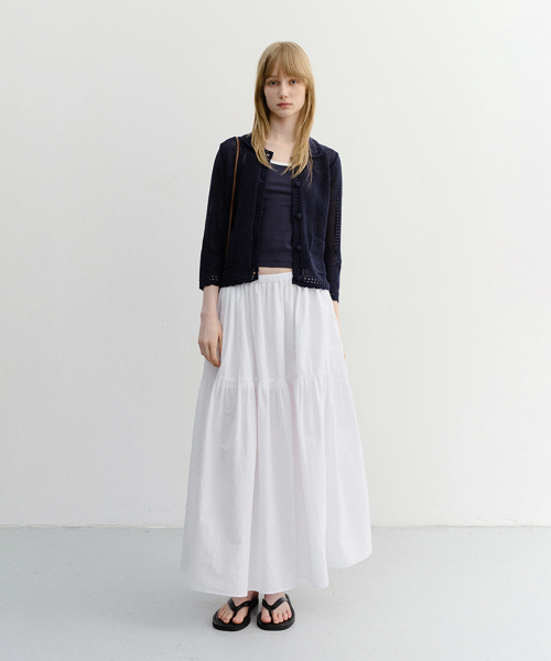 DUNST(ダンスト)の「TIERED MAXI SKIRT_UDSK6B224_WHITE(スカート・レディース・ホワイト・SMALL/MEDIUM/LARGE)」の1枚目の写真
