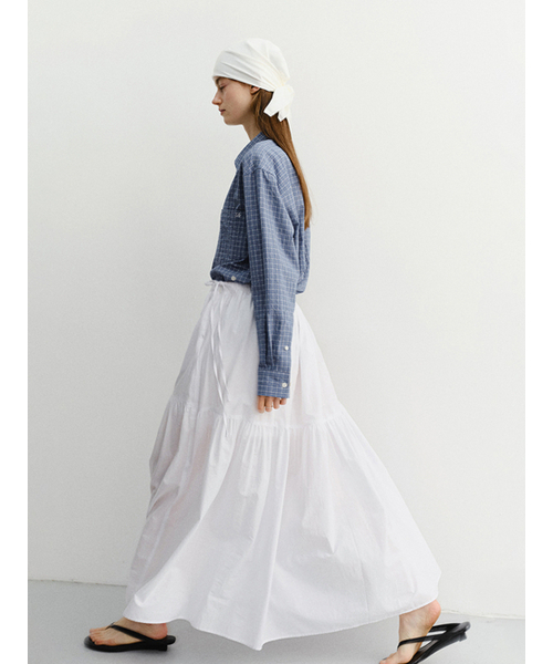 DUNST(ダンスト)の「TIERED MAXI SKIRT_UDSK6B224_WHITE(スカート・レディース・ホワイト・SMALL/MEDIUM/LARGE)」の2枚目の写真