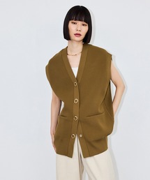 【サステナブル】・【定番】ミドルニットジレ