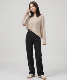 アシンメトリーヘムリブニットプルオーバー