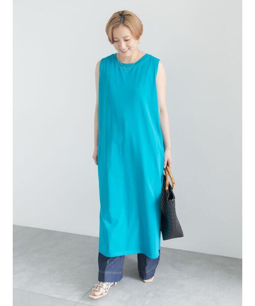 Te chichi(テチチ)の「【接触冷感】ノースリーブカットワンピース(ワンピース・レディース・ターコイズブルー/ボルドー/チャコールグレー・F)」の2枚目の写真
