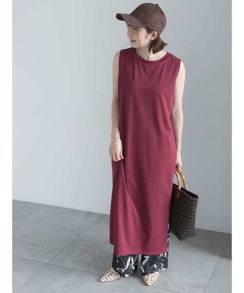 Te chichi(テチチ)の「【接触冷感】ノースリーブカットワンピース(ワンピース・レディース・ターコイズブルー/ボルドー/チャコールグレー・F)」の3枚目の写真