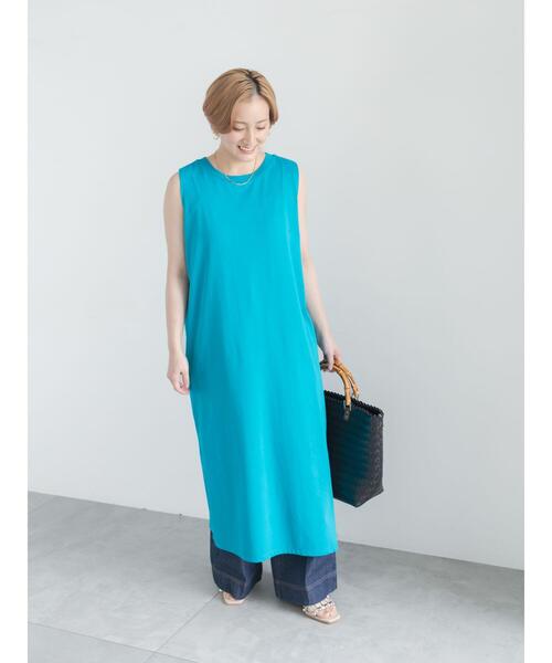 Te chichi(テチチ)の「【接触冷感】ノースリーブカットワンピース(ワンピース・レディース・ターコイズブルー/ボルドー/チャコールグレー・F)」の5枚目の写真