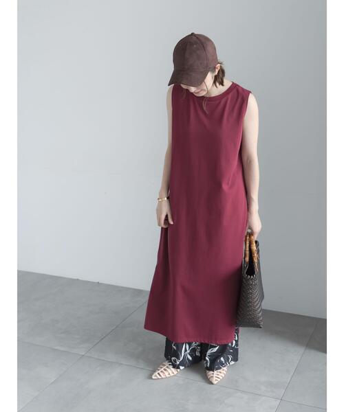 Te chichi(テチチ)の「【接触冷感】ノースリーブカットワンピース(ワンピース・レディース・ターコイズブルー/ボルドー/チャコールグレー・F)」の4枚目の写真