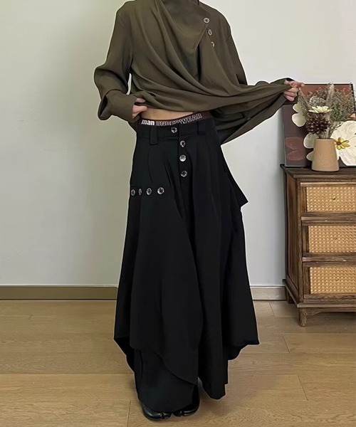 Ressaca(レサーカ)の「ワイドシルエットレイヤード風袴パンツ(その他パンツ・メンズ・ブラック/ブラウン・M/XL/L)」の4枚目の写真