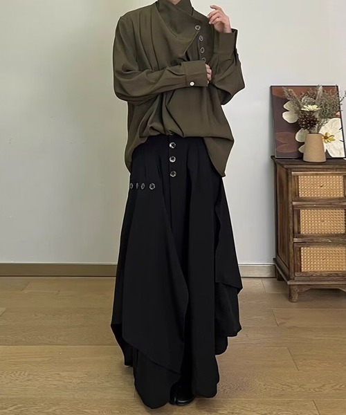 Ressaca(レサーカ)の「ワイドシルエットレイヤード風袴パンツ(その他パンツ・メンズ・ブラック/ブラウン・M/XL/L)」の6枚目の写真