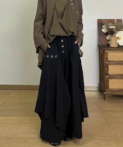 Ressaca(レサーカ)の「ワイドシルエットレイヤード風袴パンツ(その他パンツ・メンズ・ブラック/ブラウン・M/XL/L)」の3枚目の写真