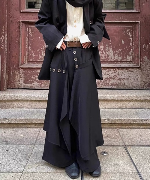 Ressaca(レサーカ)の「ワイドシルエットレイヤード風袴パンツ(その他パンツ・メンズ・ブラック/ブラウン・M/XL/L)」の9枚目の写真