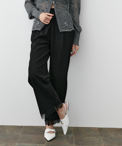 DRWCYS(ドロシーズ)の「裾レースワイドスラックス(スラックス・レディース・ブラック/グレー・SMALL/MEDIUM)」の1枚目の写真