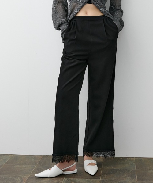 DRWCYS(ドロシーズ)の「裾レースワイドスラックス(スラックス・レディース・ブラック/グレー・SMALL/MEDIUM)」の13枚目の写真
