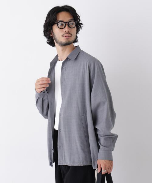 NANO universe(ナノユニバース)の「「OtoNANO」2WAYコーチシャツ コットンウールボイル/チェック(シャツ/ブラウス・メンズ・グレー/ブラウン・L/M)」の2枚目の写真