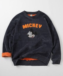 Disney（ディズニー）の「【71】【Disney ディズニー】Mickey カットモール 裏配色 シャギー スウェット ミッキーマウス 刺繍 総柄 クルーネック ユニセックス レディース メンズ（スウェット）」