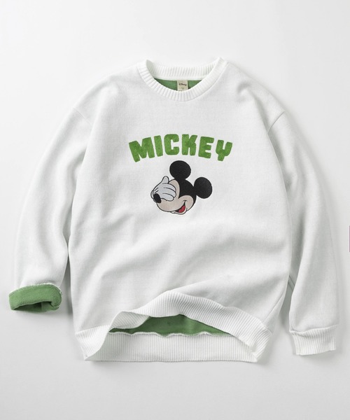 Disney(ディズニー)の「【71】【Disney/ディズニー】Mickey カットモール 裏配色 シャギー スウェット/ミッキーマウス/刺繍/総柄/クルーネック/ユニセックス/レディース/メンズ(スウェット・レディース・ブラック/グレイッシュベージュ/オフホワイト/ネイビー・XL/L/M)」の2枚目の写真