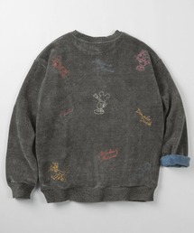 Disney（ディズニー）の「【71】【Disney ディズニー】Mickey カットモール 裏配色 シャギー スウェット ミッキーマウス 刺繍 総柄 クルーネック ユニセックス レディース メンズ（スウェット）」