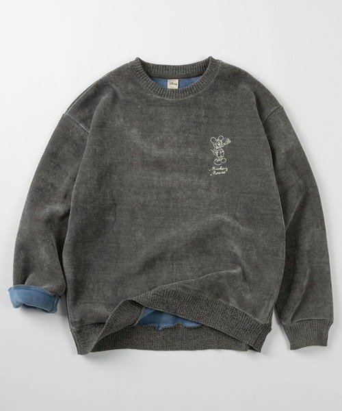 Disney(ディズニー)の「【71】【Disney/ディズニー】Mickey カットモール 裏配色 シャギー スウェット/ミッキーマウス/刺繍/総柄/クルーネック/ユニセックス/レディース/メンズ(スウェット・レディース・ブラック/グレイッシュベージュ/オフホワイト/ネイビー・XL/L/M)」の5枚目の写真