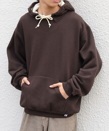 【SHIPS any別注】RUSSELL ATHLETIC: ワンポイント ロゴ 裏起毛 プルオーバー パーカー◇