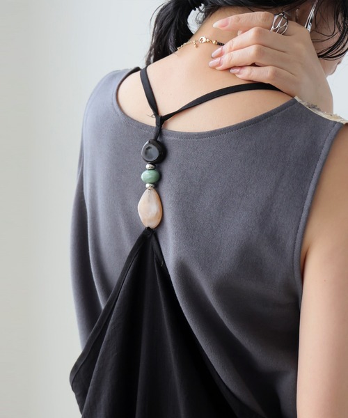 antiqua(アンティカ)の「Aライン ティアード キャミワンピース(ワンピース・レディース・ブラック・ONESIZE)」の3枚目の写真