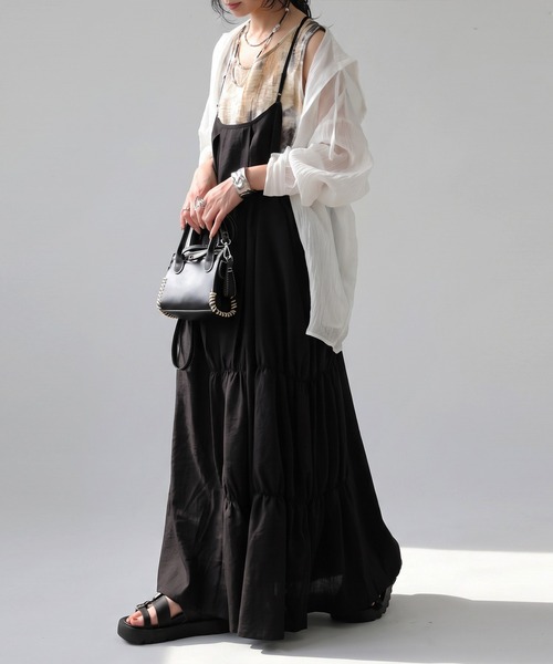 antiqua(アンティカ)の「Aライン ティアード キャミワンピース(ワンピース・レディース・ブラック・ONESIZE)」の6枚目の写真
