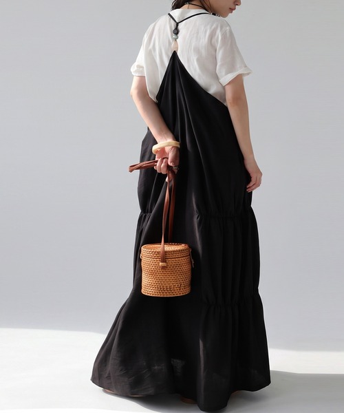 antiqua(アンティカ)の「Aライン ティアード キャミワンピース(ワンピース・レディース・ブラック・ONESIZE)」の8枚目の写真