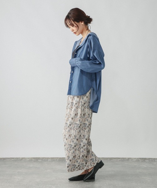 GLOBAL WORK(グローバルワーク)の「UVカットデニムフードシャツ/1051176(シャツ/ブラウス・レディース・ブルー/ブルー系その他6・MEDIUM/LARGE)」の4枚目の写真