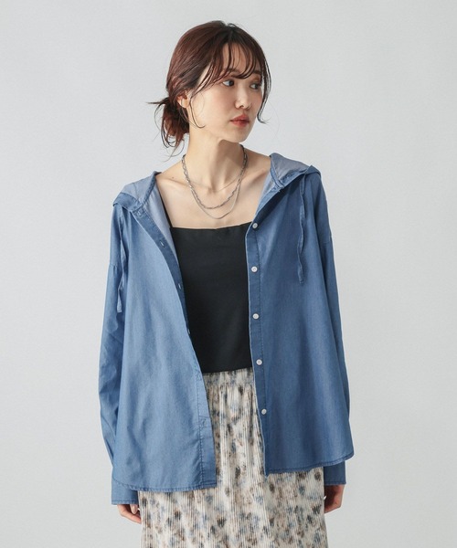 GLOBAL WORK(グローバルワーク)の「UVカットデニムフードシャツ/1051176(シャツ/ブラウス・レディース・ブルー/ブルー系その他6・MEDIUM/LARGE)」の5枚目の写真
