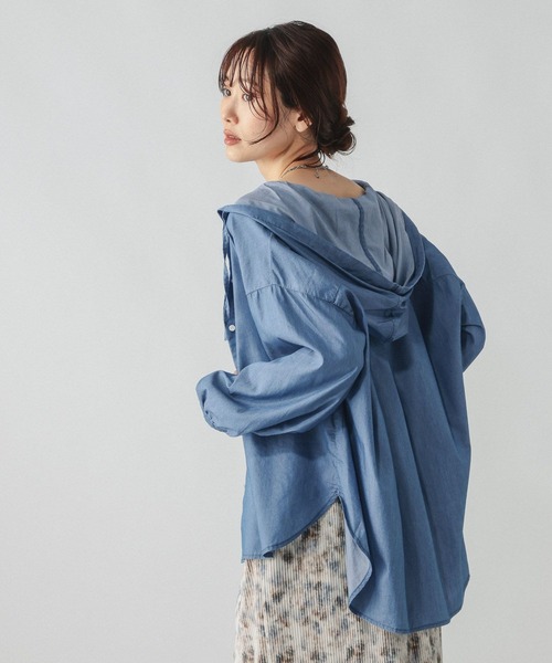 GLOBAL WORK(グローバルワーク)の「UVカットデニムフードシャツ/1051176(シャツ/ブラウス・レディース・ブルー/ブルー系その他6・MEDIUM/LARGE)」の6枚目の写真