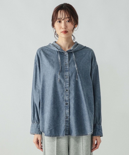 GLOBAL WORK(グローバルワーク)の「UVカットデニムフードシャツ/1051176(シャツ/ブラウス・レディース・ブルー/ブルー系その他6・MEDIUM/LARGE)」の11枚目の写真