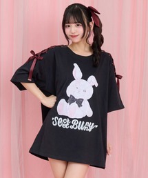レースアッププリントTシャツ