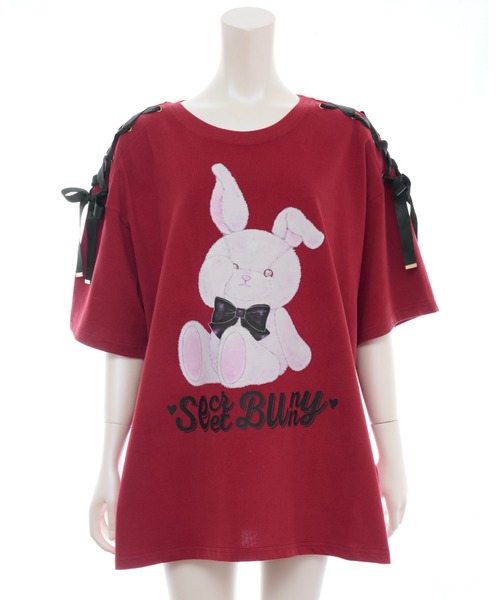 Secret Honey(シークレットハニー)の「レースアッププリントTシャツ(Tシャツ/カットソー・レディース・オフホワイト/ワインレッド/ブラック・FREE)」の15枚目の写真