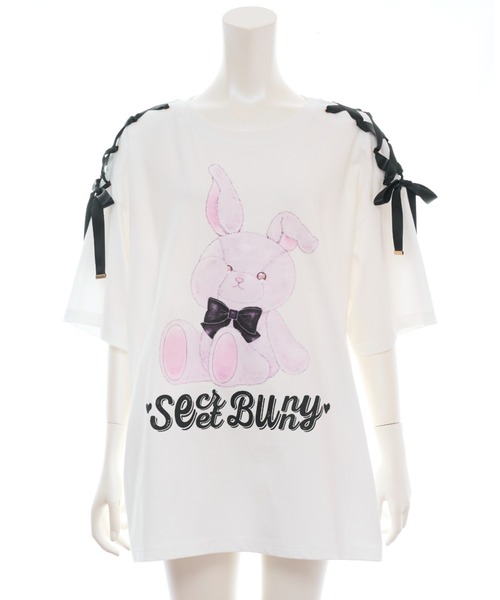 Secret Honey(シークレットハニー)の「レースアッププリントTシャツ(Tシャツ/カットソー・レディース・オフホワイト/ワインレッド/ブラック・FREE)」の12枚目の写真