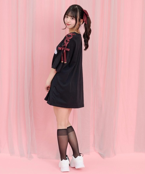 Secret Honey(シークレットハニー)の「レースアッププリントTシャツ(Tシャツ/カットソー・レディース・オフホワイト/ワインレッド/ブラック・FREE)」の11枚目の写真