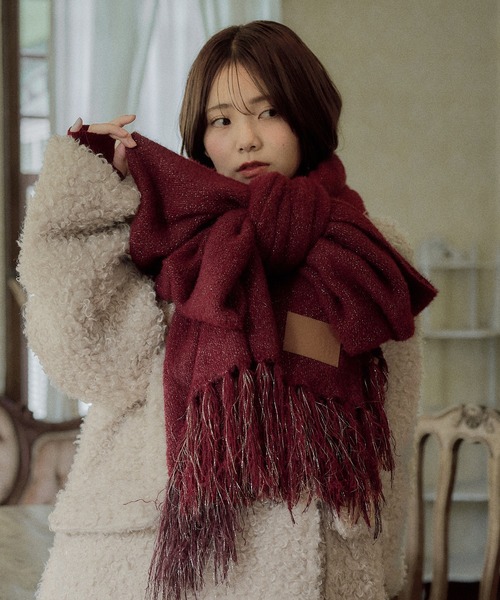 mideal(マイディール)の「original glitter shaggy muffler / オリジナルグリッターシャギーマフラー(マフラー・レディース・ボルドー/ブラウン/アイボリー・FREE)」の3枚目の写真