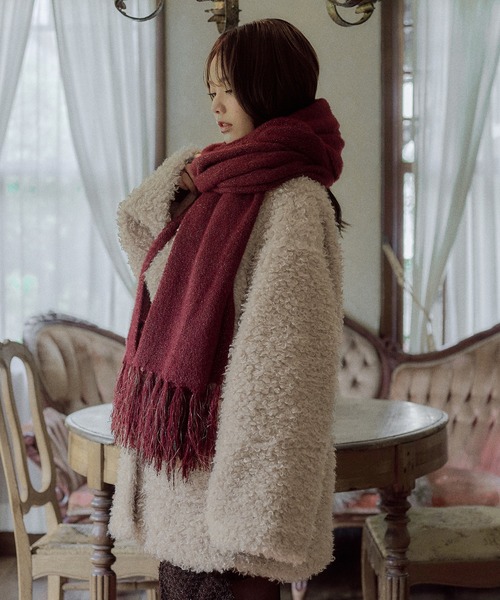 mideal(マイディール)の「original glitter shaggy muffler / オリジナルグリッターシャギーマフラー(マフラー・レディース・ボルドー/ブラウン/アイボリー・FREE)」の9枚目の写真