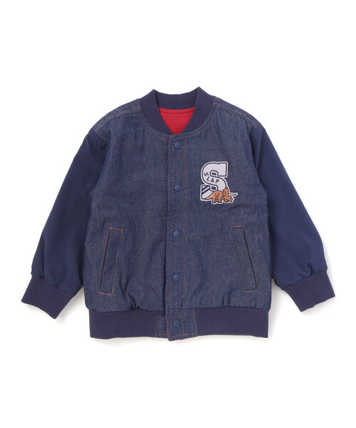 SLAP SLIP(スラップスリップ)の「リバーシブルデニムスタジャン(80~130cm)(スタジャン・キッズ・ネイビー/ブルー・80cm/90cm/110cm/100cm/120cm/130cm)」の2枚目の写真