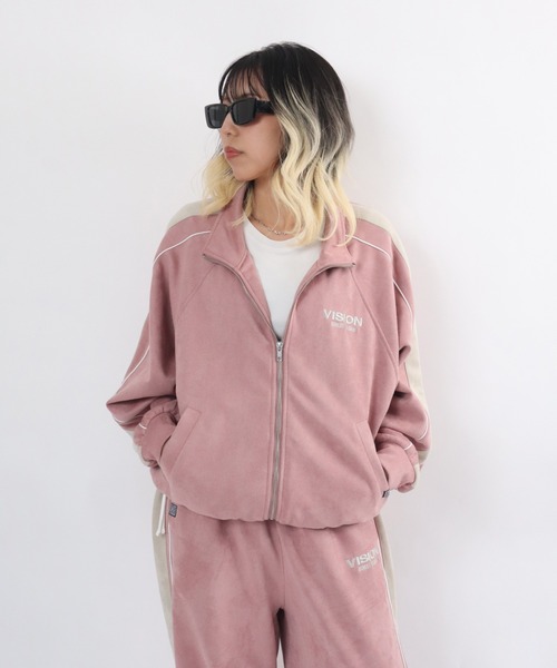 VISION STREET WEAR（ヴィジョンストリートウェア）の「Fake suede track jacket / フェイクスエードトラックジャケット（ブルゾン・メンズ・オフホワイト/ブラック/ブラウン/ピンク系その他・MEDIUM/LARGE/X-LARGE）」の4枚目の写真