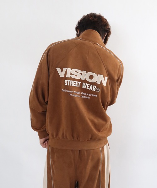 VISION STREET WEAR（ヴィジョンストリートウェア）の「Fake suede track jacket / フェイクスエードトラックジャケット（ブルゾン・メンズ・オフホワイト/ブラック/ブラウン/ピンク系その他・MEDIUM/LARGE/X-LARGE）」の3枚目の写真