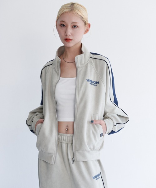 VISION STREET WEAR（ヴィジョンストリートウェア）の「Fake suede track jacket / フェイクスエードトラックジャケット（ブルゾン・メンズ・オフホワイト/ブラック/ブラウン/ピンク系その他・MEDIUM/LARGE/X-LARGE）」の2枚目の写真