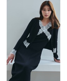 Lace-Trimmed Knit Dress Set