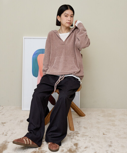 FREAK'S STORE（フリークスストア）の「モールフードニット/ニットフーディー（ニット/セーター・レディース・ブルー/ベージュ/ネイビー・ﾌﾘ-）」の4枚目の写真
