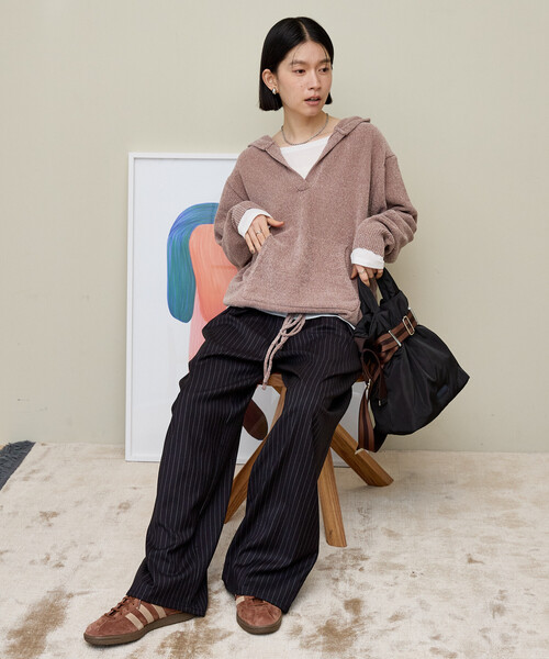 FREAK'S STORE（フリークスストア）の「モールフードニット/ニットフーディー（ニット/セーター・レディース・ブルー/ベージュ/ネイビー・ﾌﾘ-）」の6枚目の写真