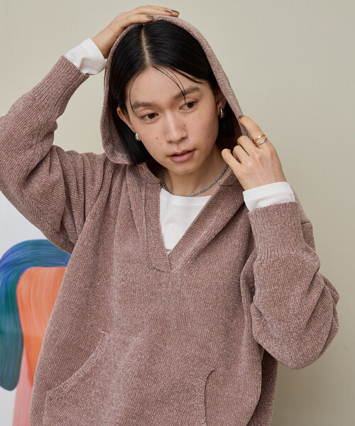 FREAK'S STORE（フリークスストア）の「モールフードニット/ニットフーディー（ニット/セーター・レディース・ブルー/ベージュ/ネイビー・ﾌﾘ-）」の11枚目の写真