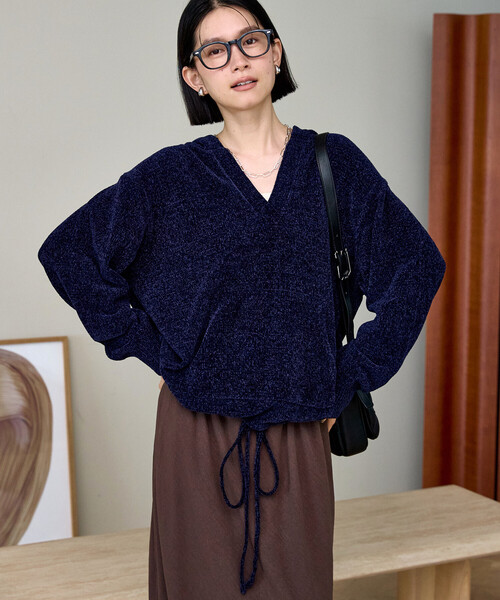 FREAK'S STORE（フリークスストア）の「モールフードニット/ニットフーディー（ニット/セーター・レディース・ブルー/ベージュ/ネイビー・ﾌﾘ-）」の20枚目の写真