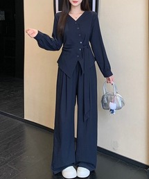 Vネックトップスセットアップパンツ