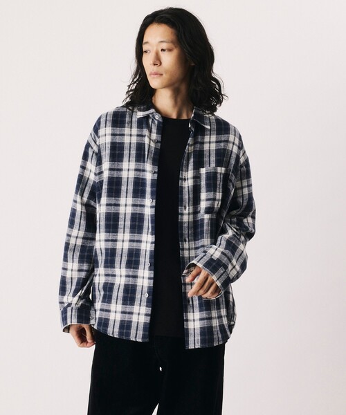 Firsthand(ファーストハンド)の「Firsthand/ファーストハンド リラックスフィット ネルチェック レギュラーカラーシャツ【限定展開】(シャツ/ブラウス・メンズ・ブラック/ブラウン/ネイビー・LARGE/MEDIUM)」の1枚目の写真