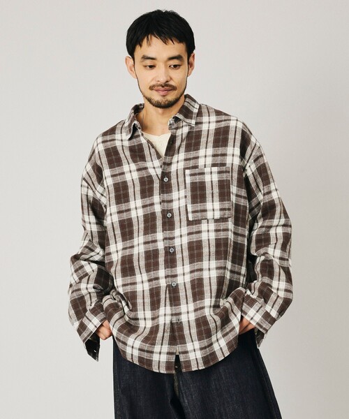 Firsthand(ファーストハンド)の「Firsthand/ファーストハンド リラックスフィット ネルチェック レギュラーカラーシャツ【限定展開】(シャツ/ブラウス・メンズ・ブラック/ブラウン/ネイビー・LARGE/MEDIUM)」の3枚目の写真