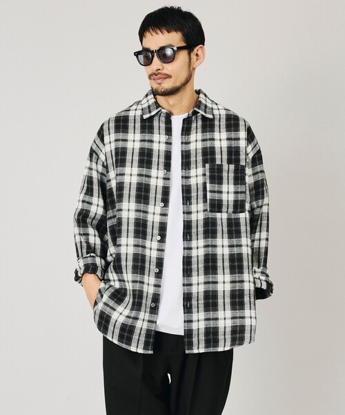 Firsthand(ファーストハンド)の「Firsthand/ファーストハンド リラックスフィット ネルチェック レギュラーカラーシャツ【限定展開】(シャツ/ブラウス・メンズ・ブラック/ブラウン/ネイビー・LARGE/MEDIUM)」の8枚目の写真
