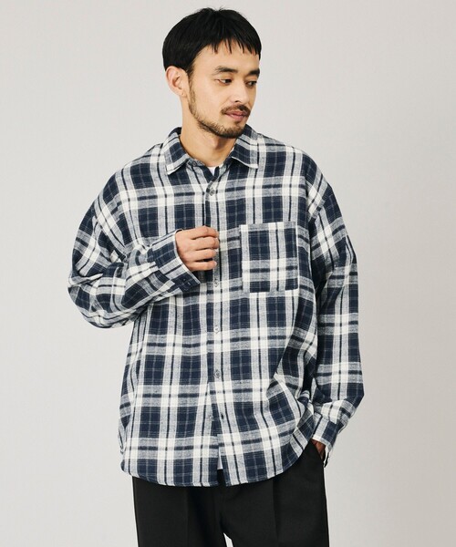 Firsthand(ファーストハンド)の「Firsthand/ファーストハンド リラックスフィット ネルチェック レギュラーカラーシャツ【限定展開】(シャツ/ブラウス・メンズ・ブラック/ブラウン/ネイビー・LARGE/MEDIUM)」の4枚目の写真