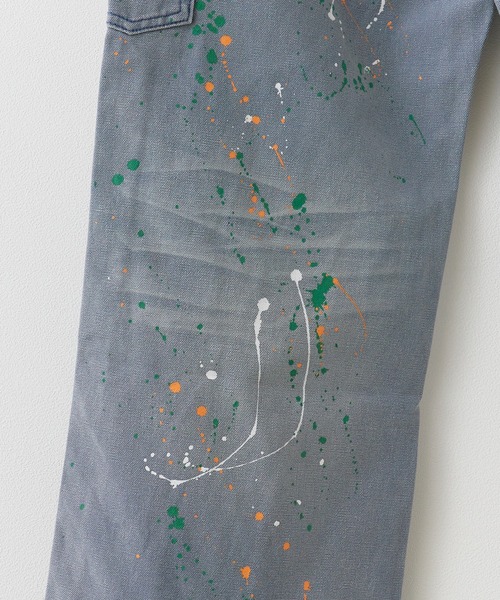 Theater code(シアターコード)の「Paint Design Washed Finish 5-Pocket Duck Denim Painter Pants Spring / ペイントデザイン ウォッシュ加工5ポケット ダック地 デニムペインターパンツ 2026年 夏 夏服 秋服メンズ(デニムパンツ・メンズ・グレー・L)」の10枚目の写真