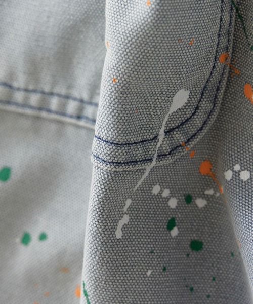 Theater code(シアターコード)の「Paint Design Washed Finish 5-Pocket Duck Denim Painter Pants Spring / ペイントデザイン ウォッシュ加工5ポケット ダック地 デニムペインターパンツ 2026年 夏 夏服 秋服メンズ(デニムパンツ・メンズ・グレー・L)」の3枚目の写真